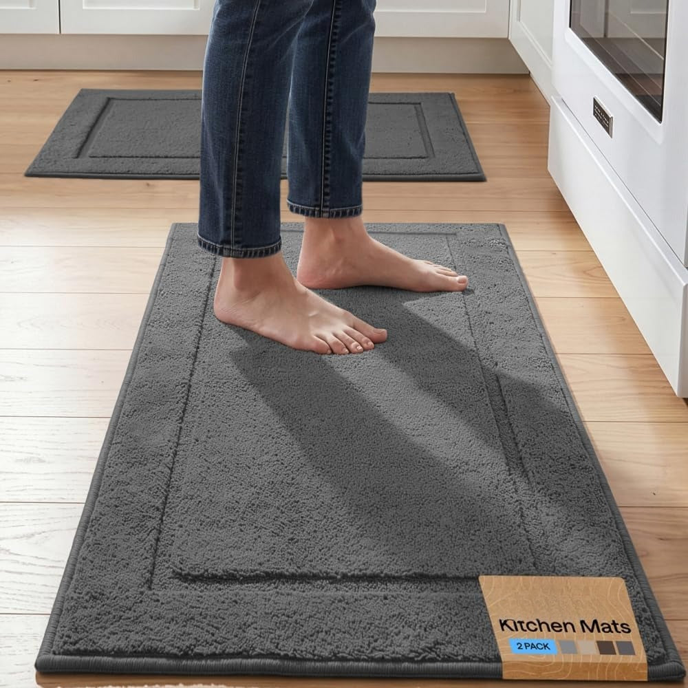 30"x20"+24"x20" Gray Kitchen Rug Set