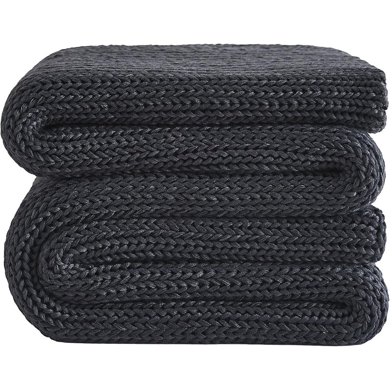 60"x80" 15lbs Dark Grey Chunky Knit Weighted Blanket