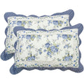 2-Pack Blue Floral Patchwork Quilted Pillow Shams 20"x28"