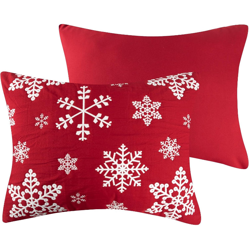 20"x26" Red Snowflake Jacquard Pillow Sham