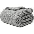 40"x50" 10lbs Light Grey Chunky Knit Weighted Blanket