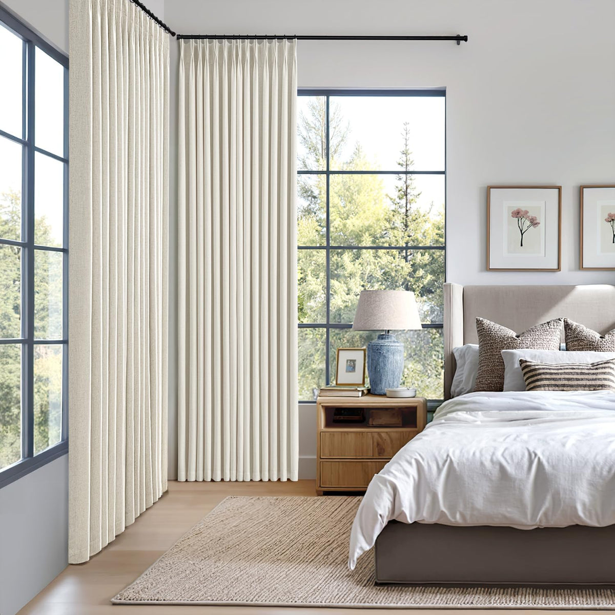 40"×90" Linen Pinch Pleat Blackout Curtains