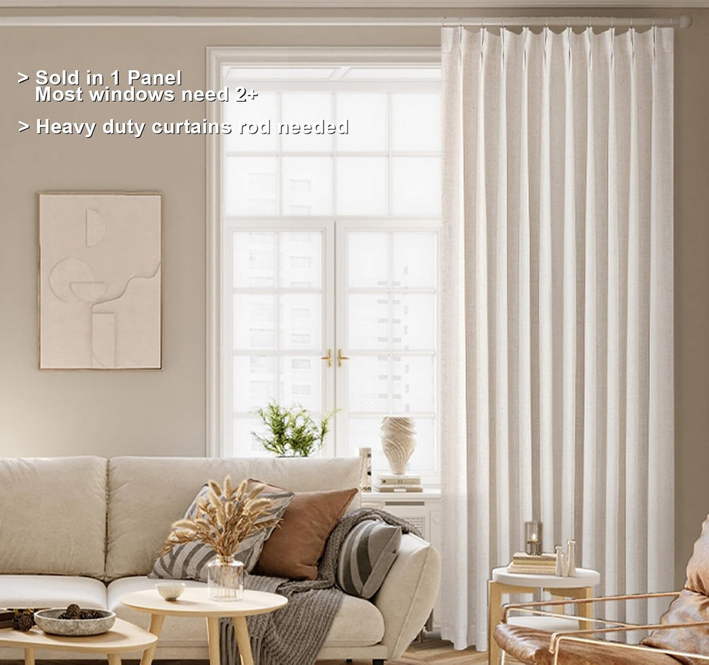 60"×102" Linen Blend Pinch Pleat Blackout Curtain