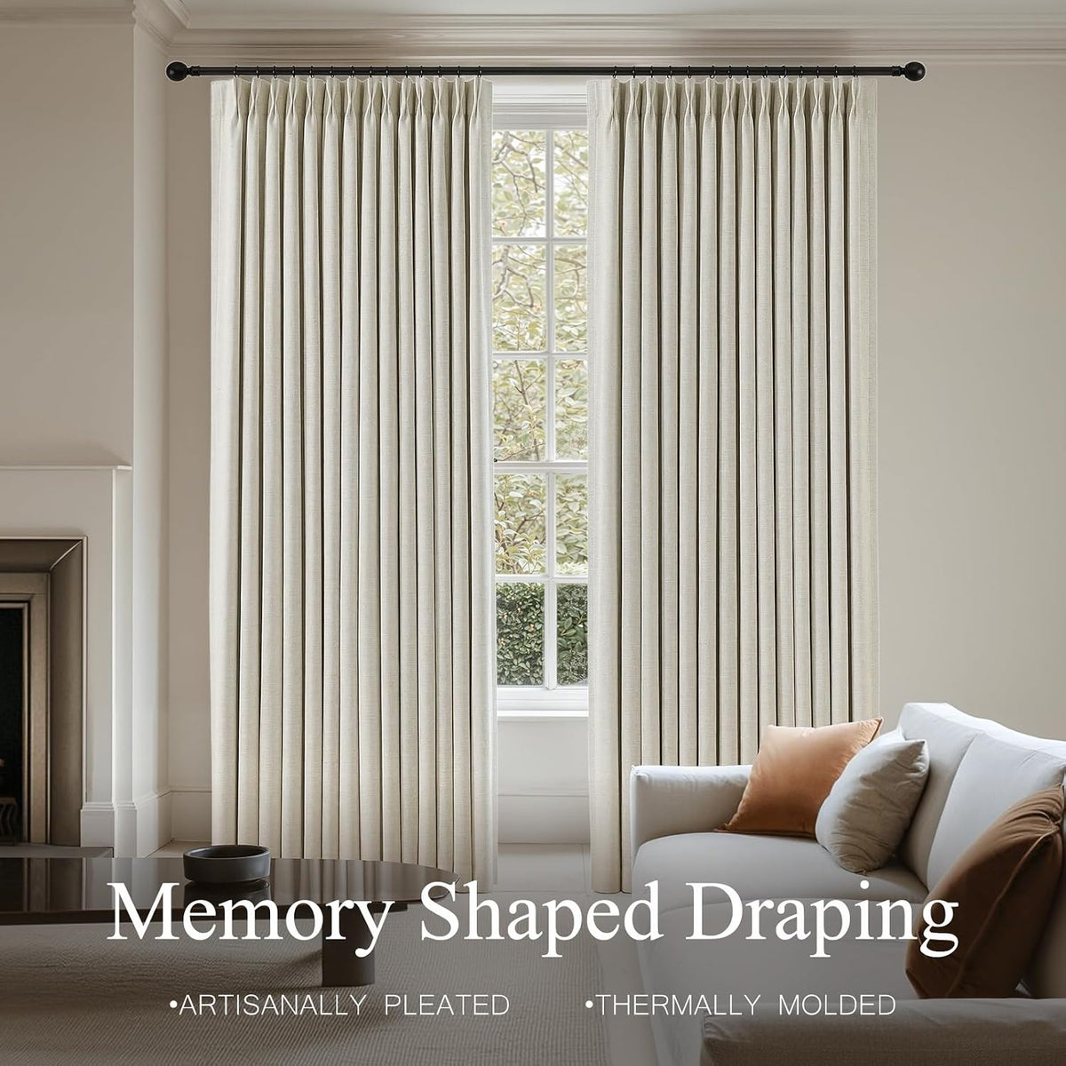 95" Pinch Pleated Linen Blackout Curtains