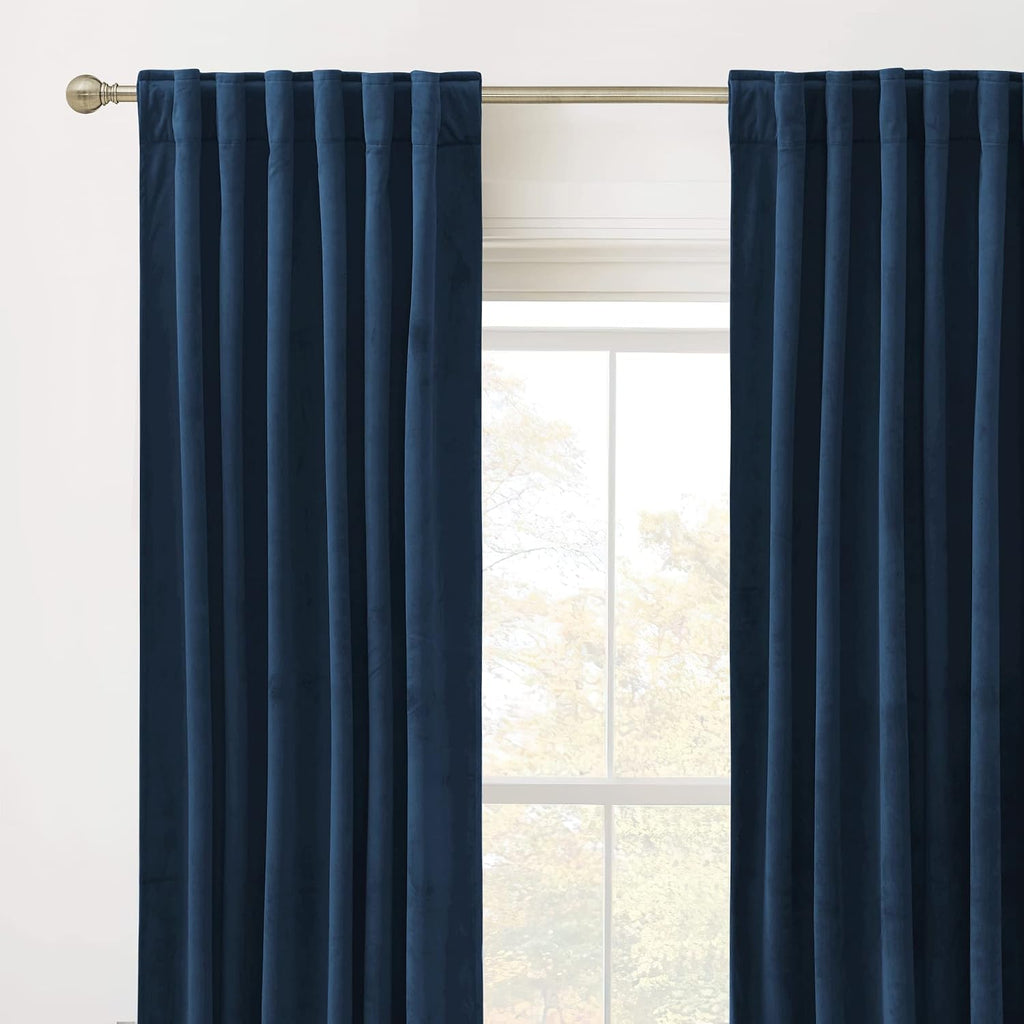 84" Blue Velvet Blackout Curtains