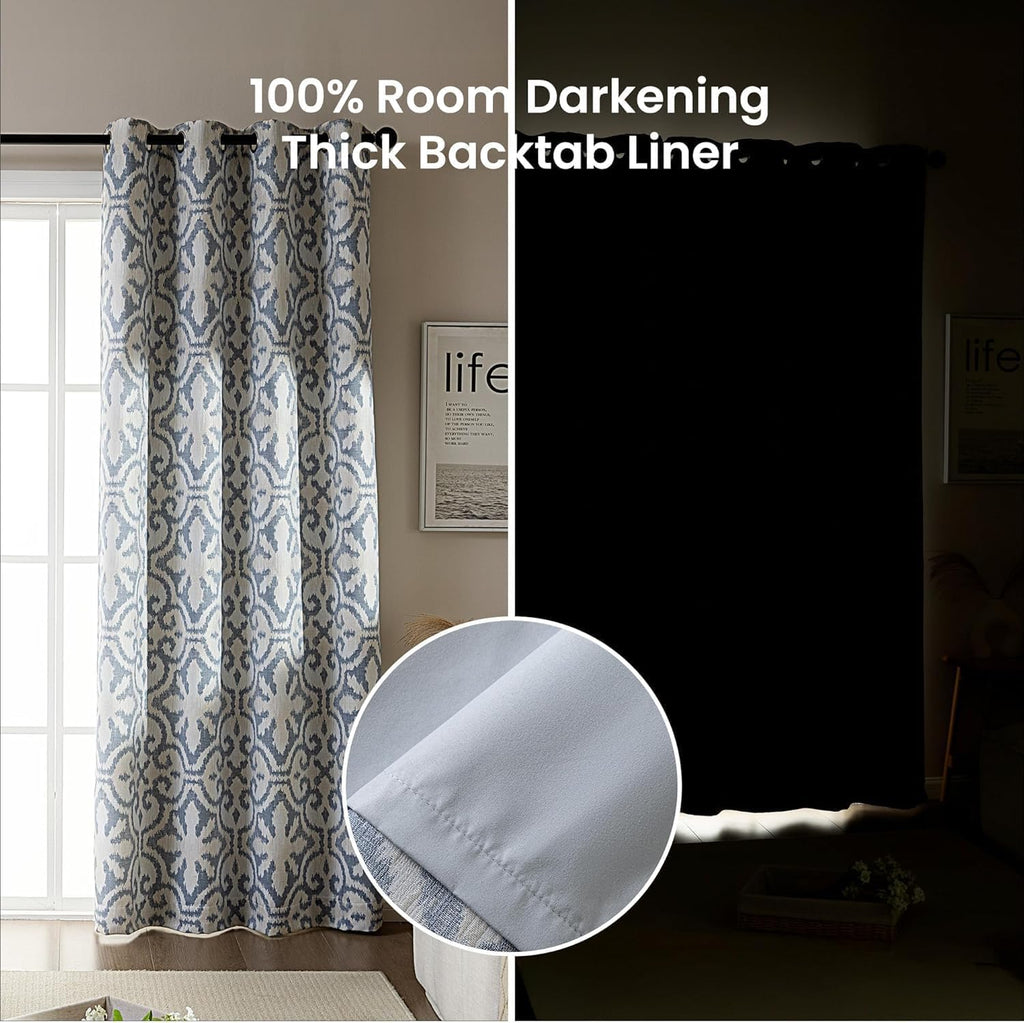 42"×84" Blue Jacquard Blackout Curtains