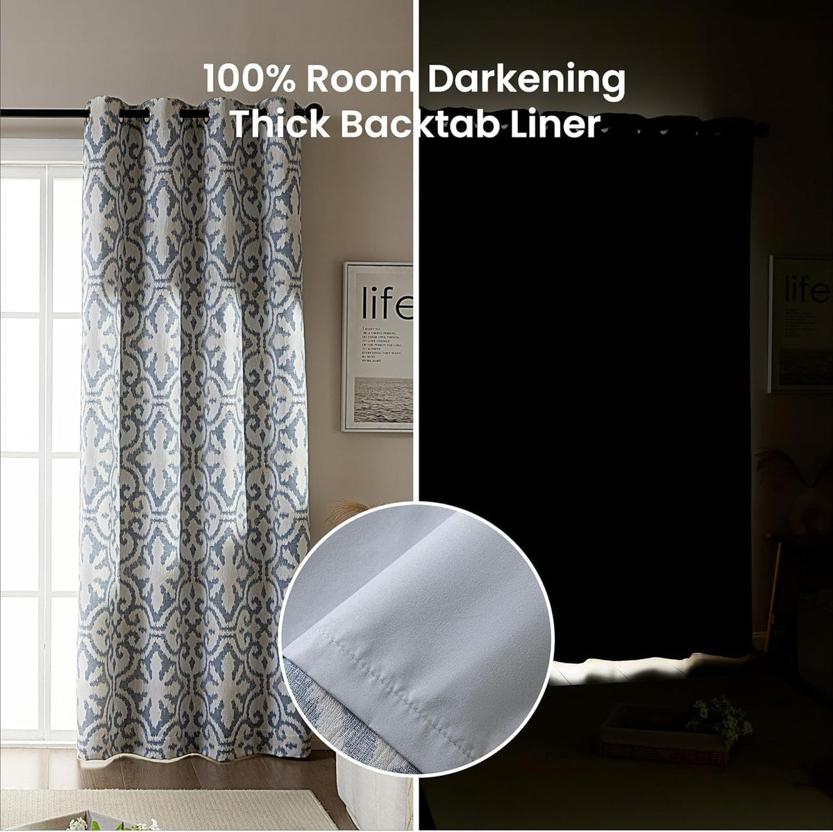 42"×84" Blue Jacquard Blackout Curtains