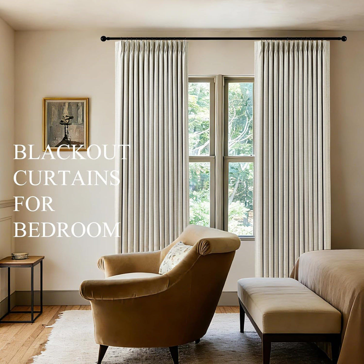95" Pinch Pleated Linen Blackout Curtains
