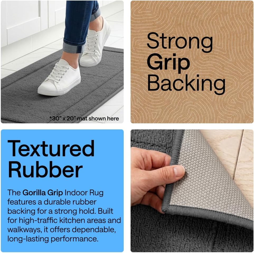 30"x20"+24"x20" Gray Kitchen Rug Set