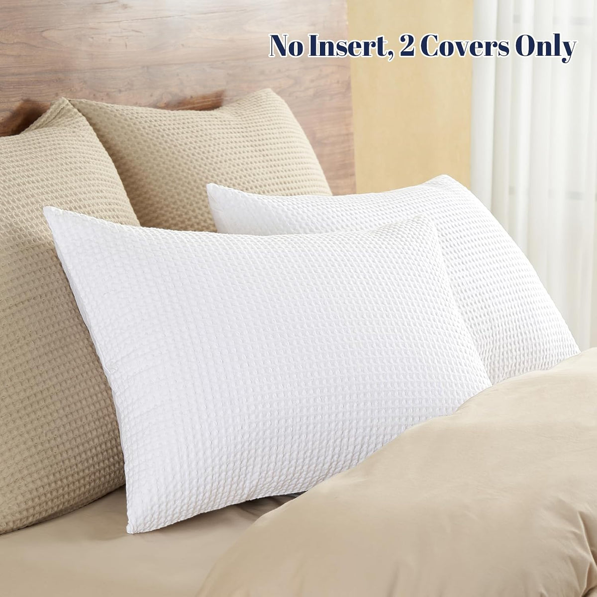 20"x26" White Cotton Waffle Pillow Sham