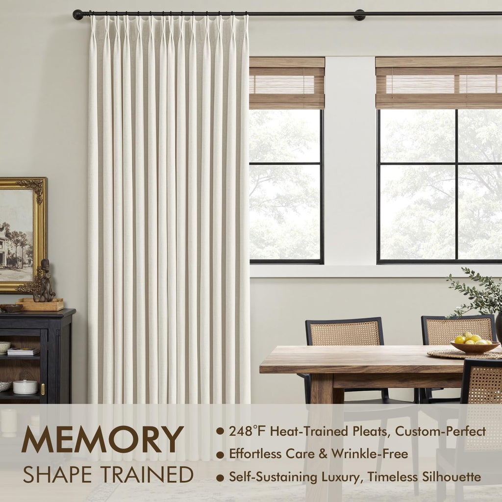 40"×90" Linen Pinch Pleat Blackout Curtains