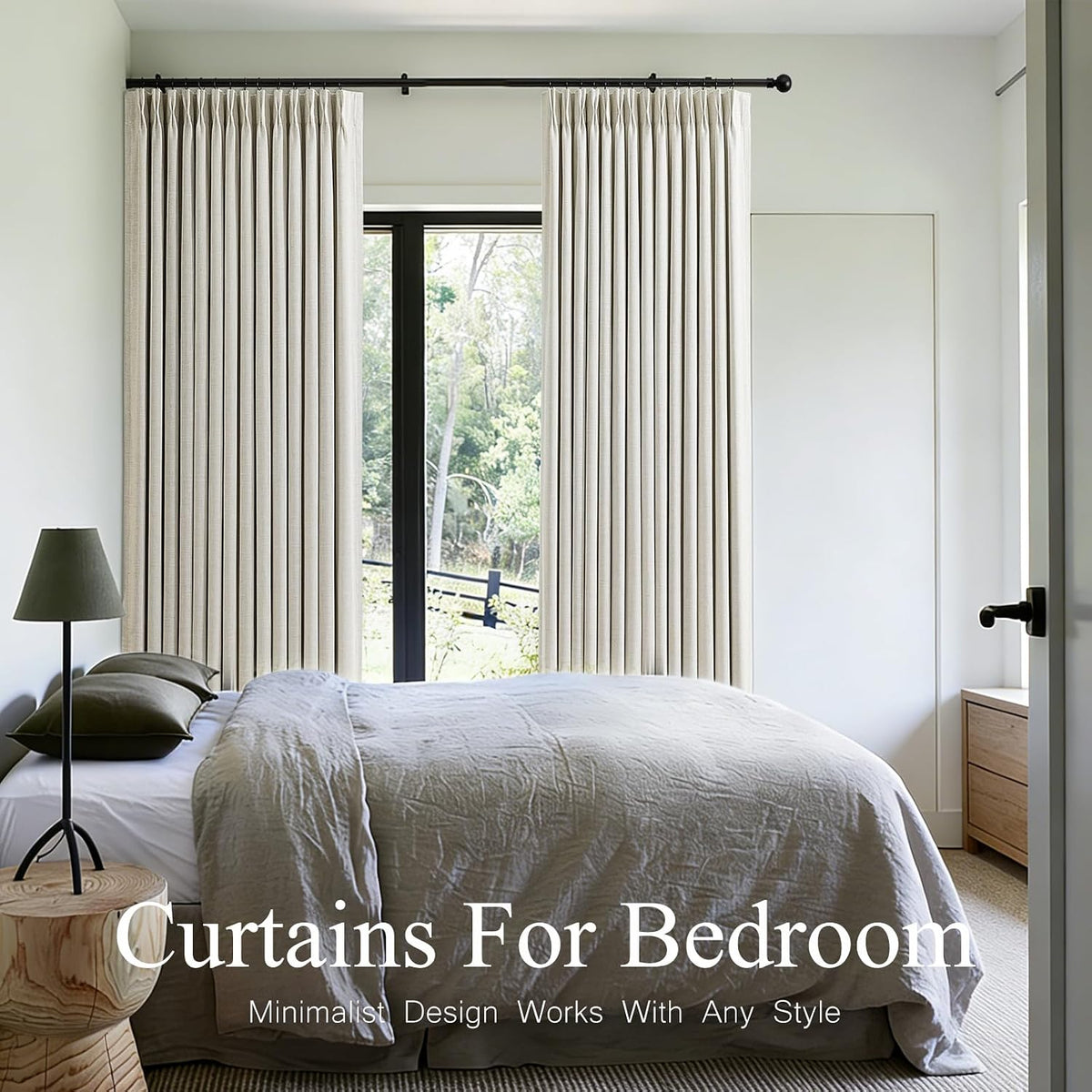 95" Pinch Pleated Linen Blackout Curtains