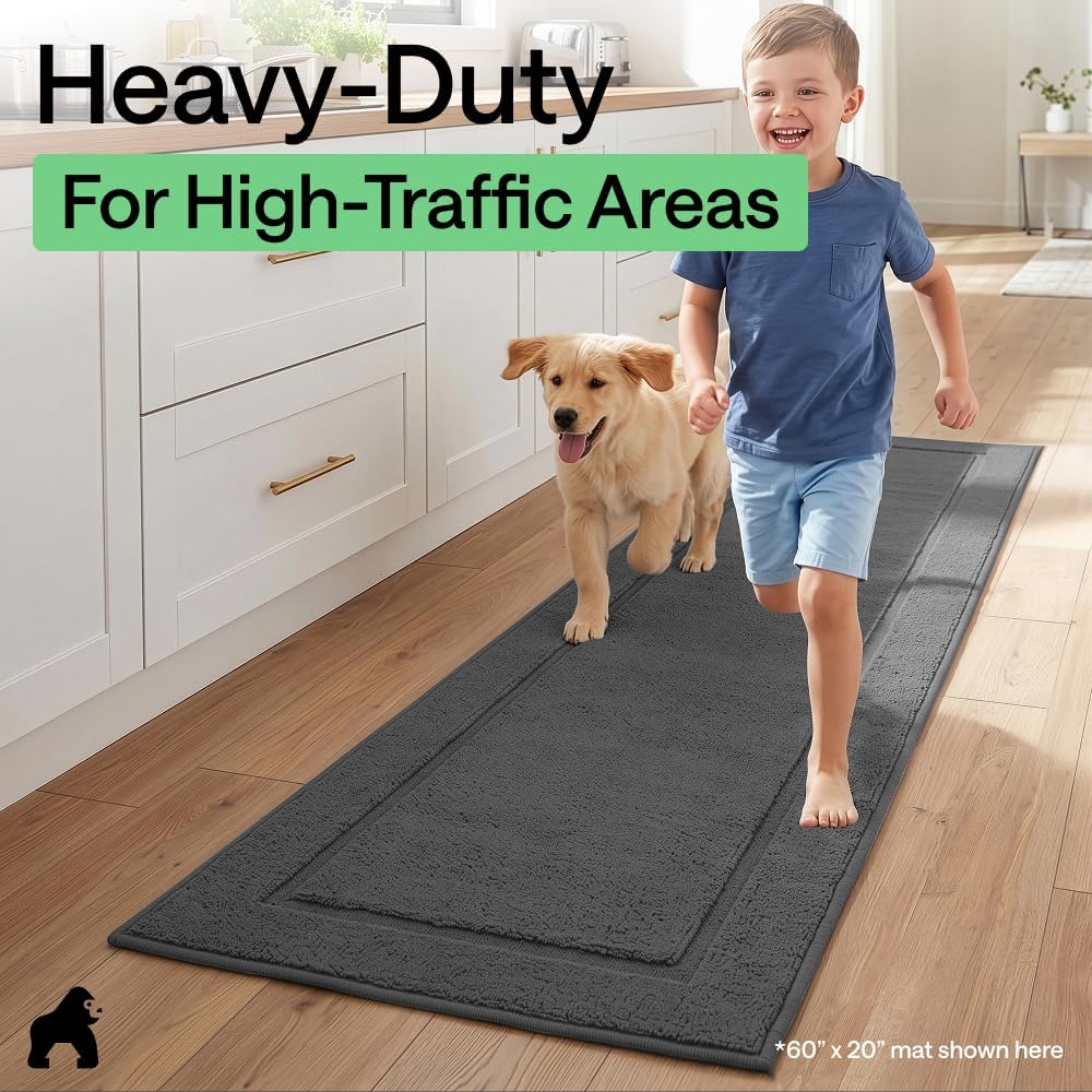 30"x20"+24"x20" Gray Kitchen Rug Set