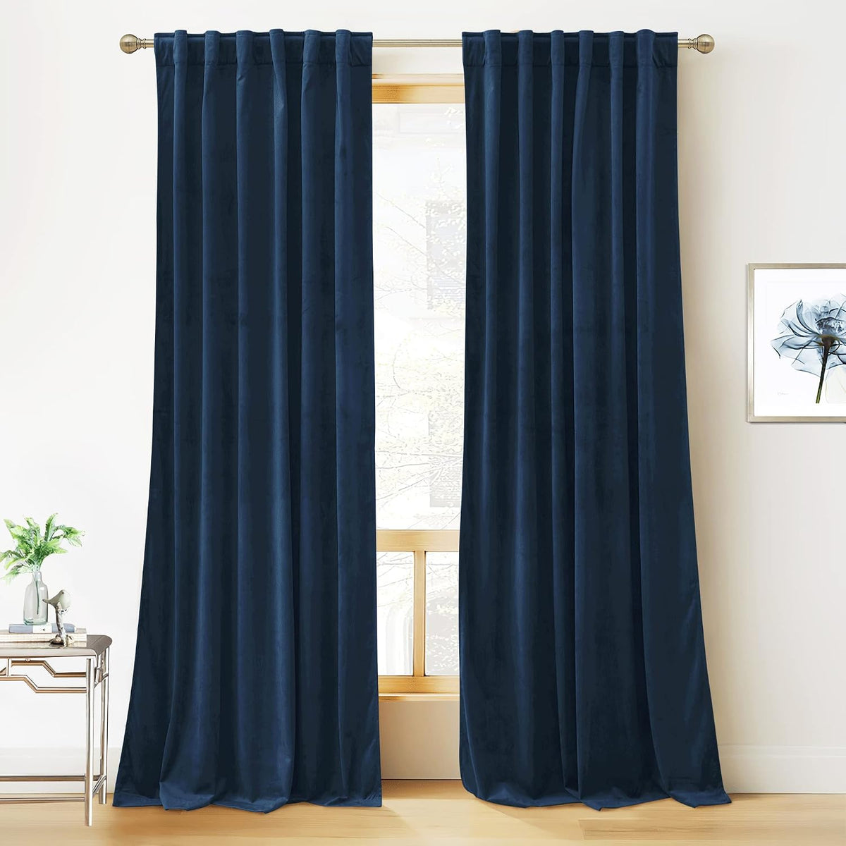 84" Blue Velvet Blackout Curtains