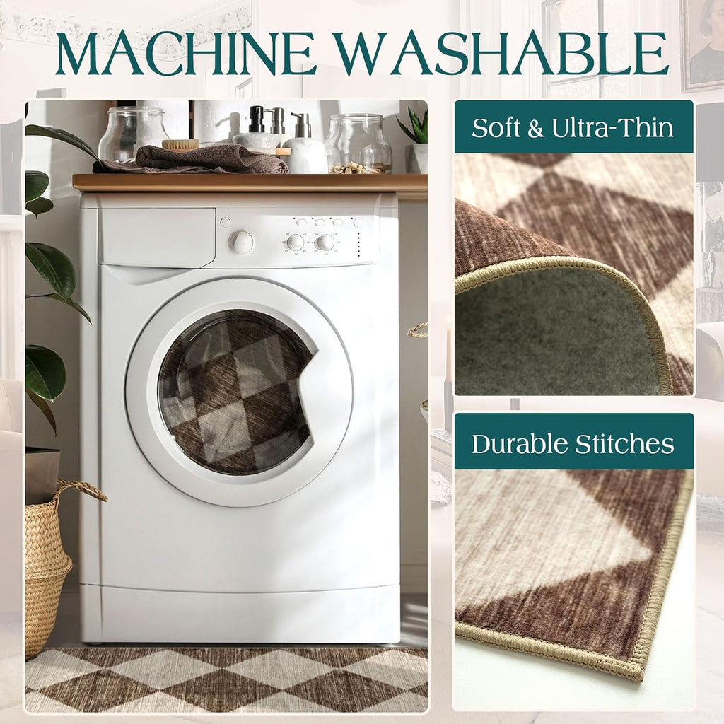 3-Pack Non-Slip Washable Kitchen Rug Set