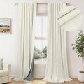 84" Cream Linen Blackout Curtains, 2 Panels