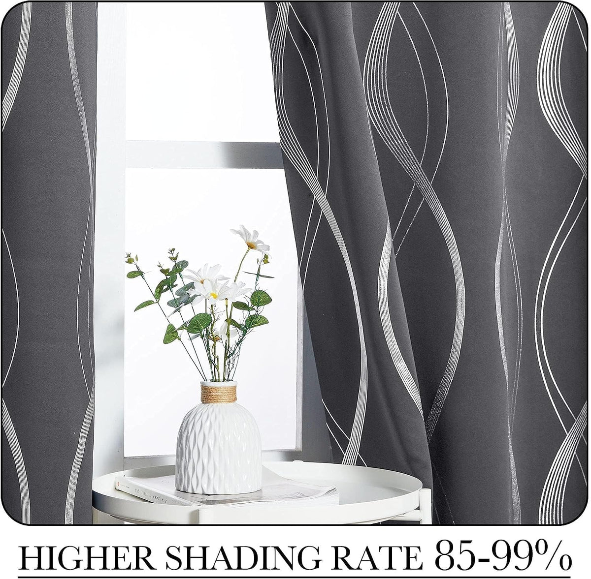 52"×84" Grey Striped Blackout Curtains