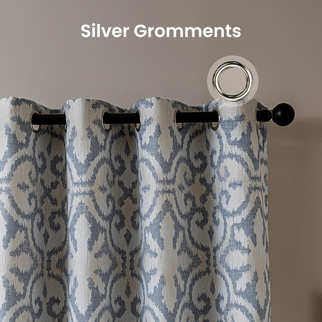 42"×84" Blue Jacquard Blackout Curtains