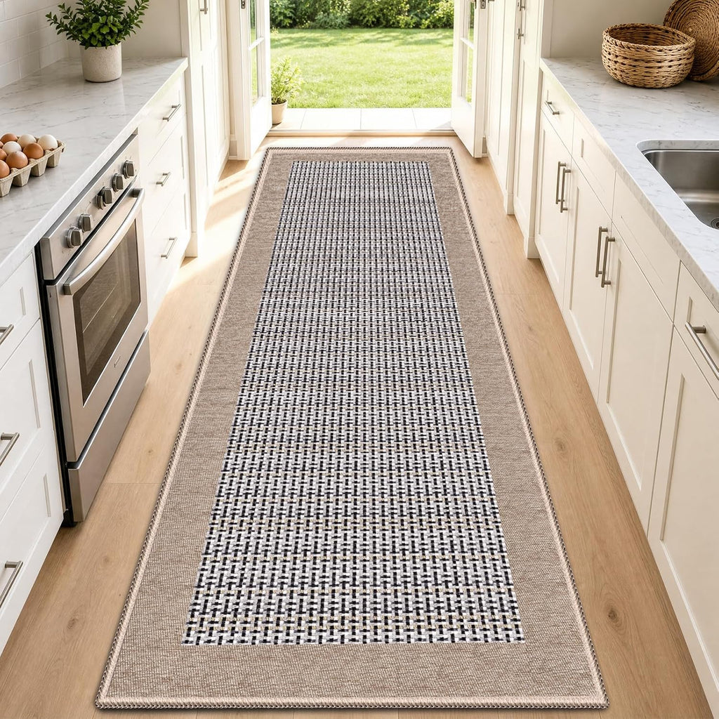 70"x20" Khaki Non-Slip Washable Kitchen Runner Rug