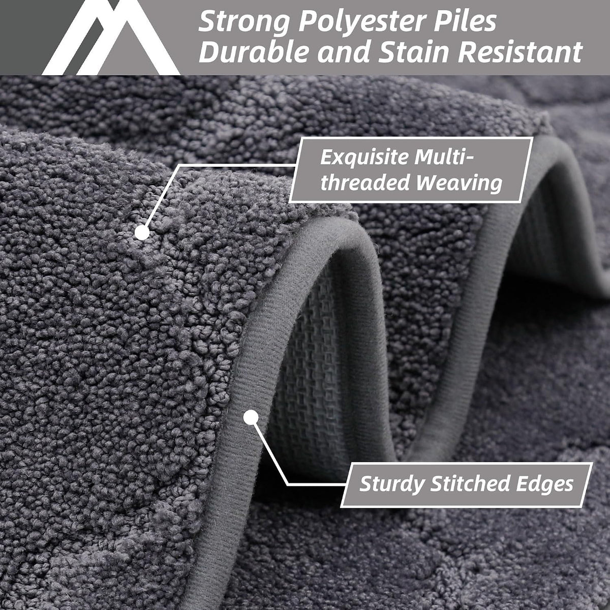 20"x32" Dark Grey Non-Slip Washable Kitchen Rug