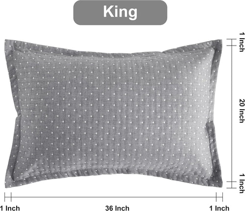 2-Pack Grey Geometric Muslin Pillow Shams 20"x36"