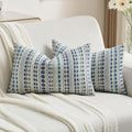 2-Pack Blue Grey Boho Pillow Covers 12"x20"