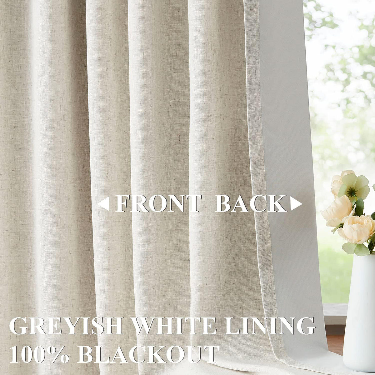60"×102" Linen Blend Pinch Pleat Blackout Curtain