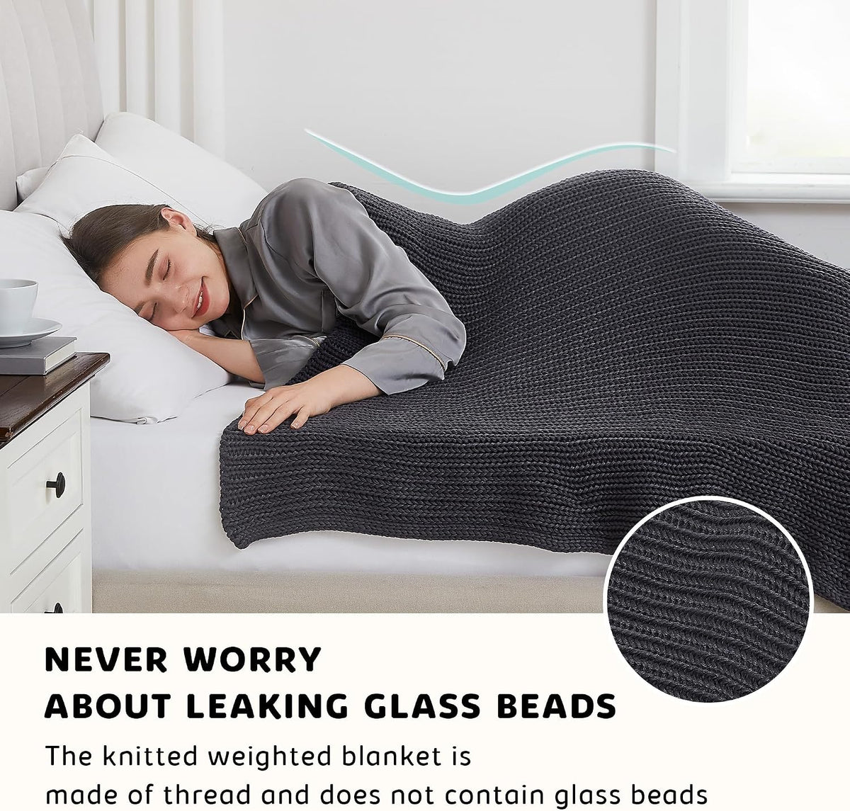 60"x80" 15lbs Dark Grey Chunky Knit Weighted Blanket