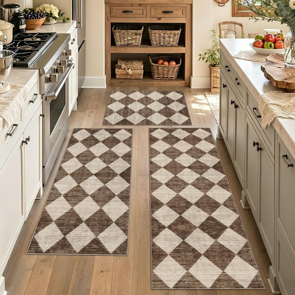 3-Pack Non-Slip Washable Kitchen Rug Set