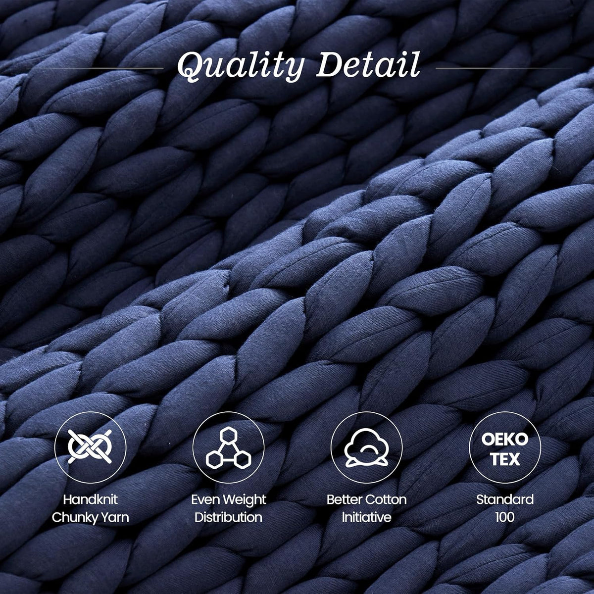 48"x72" 12lbs Blue Chunky Knit Weighted Blanket