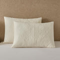 2-Pack Ivory Damask Medallion Quilted Pillow Shams
