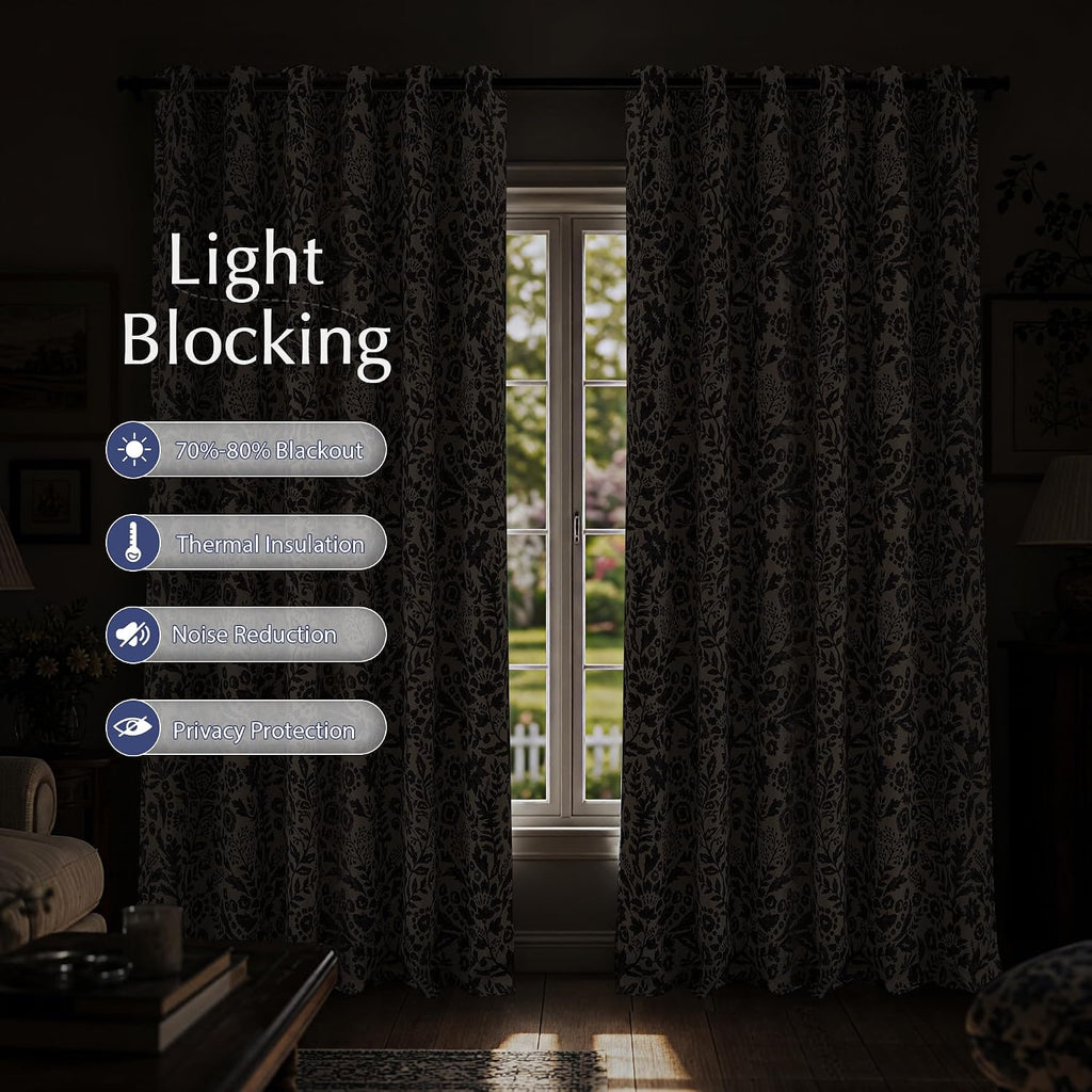52"×84" Navy Grommet Blackout Curtains, 2 Panels