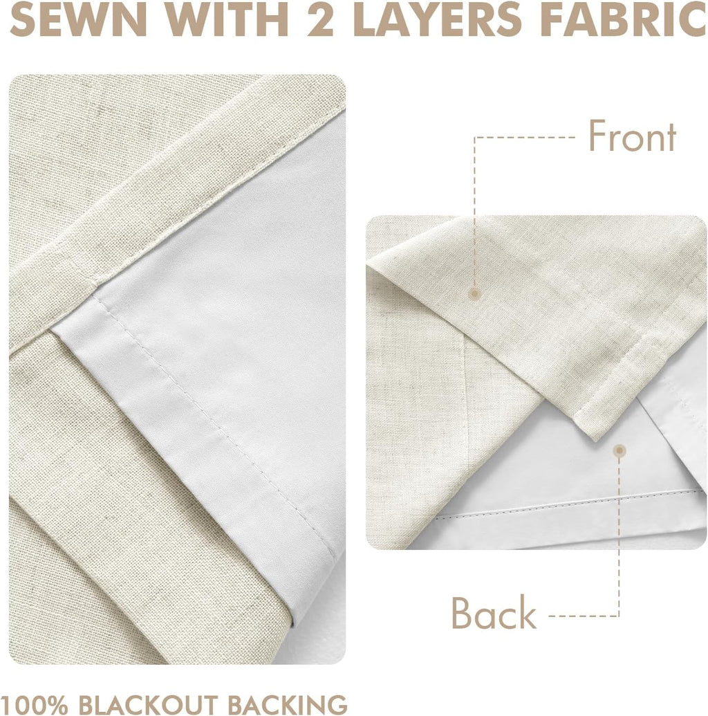40"×90" Linen Pinch Pleat Blackout Curtains