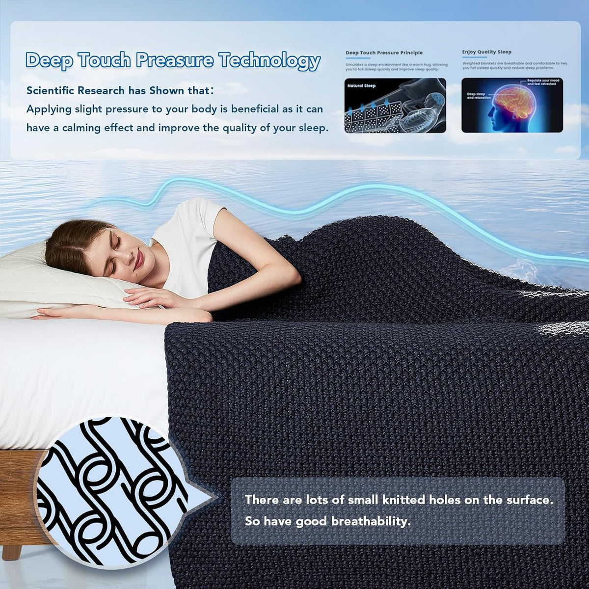48"x72" 15lbs Chunky Knit Weighted Blanket