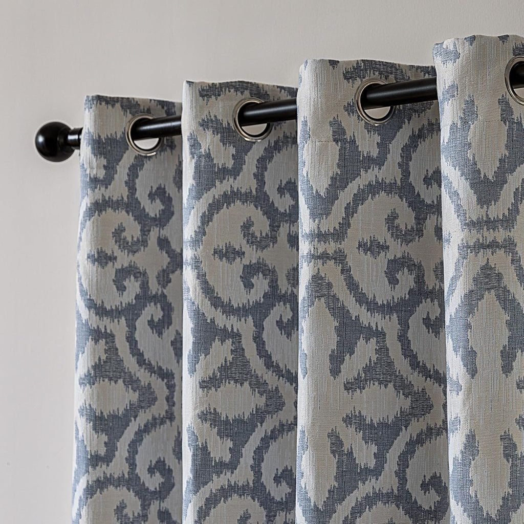 42"×84" Blue Jacquard Blackout Curtains