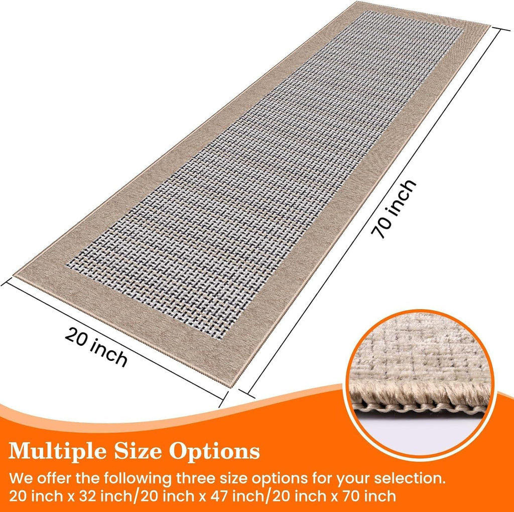 70"x20" Khaki Non-Slip Washable Kitchen Runner Rug