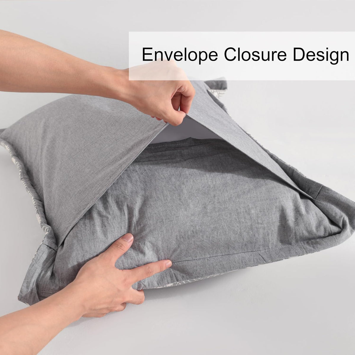 2-Pack Grey Geometric Muslin Pillow Shams 20"x36"