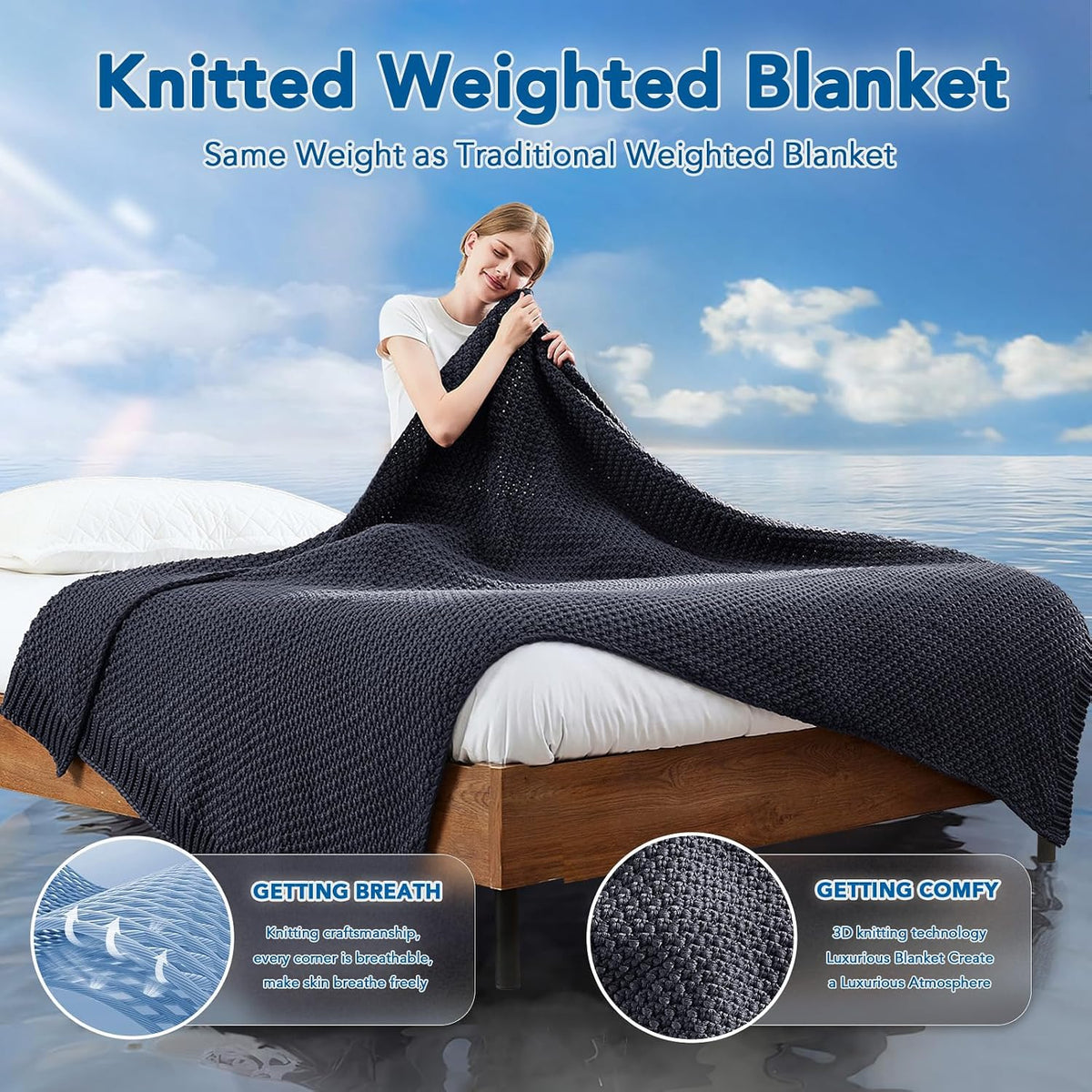 48"x72" 15lbs Chunky Knit Weighted Blanket