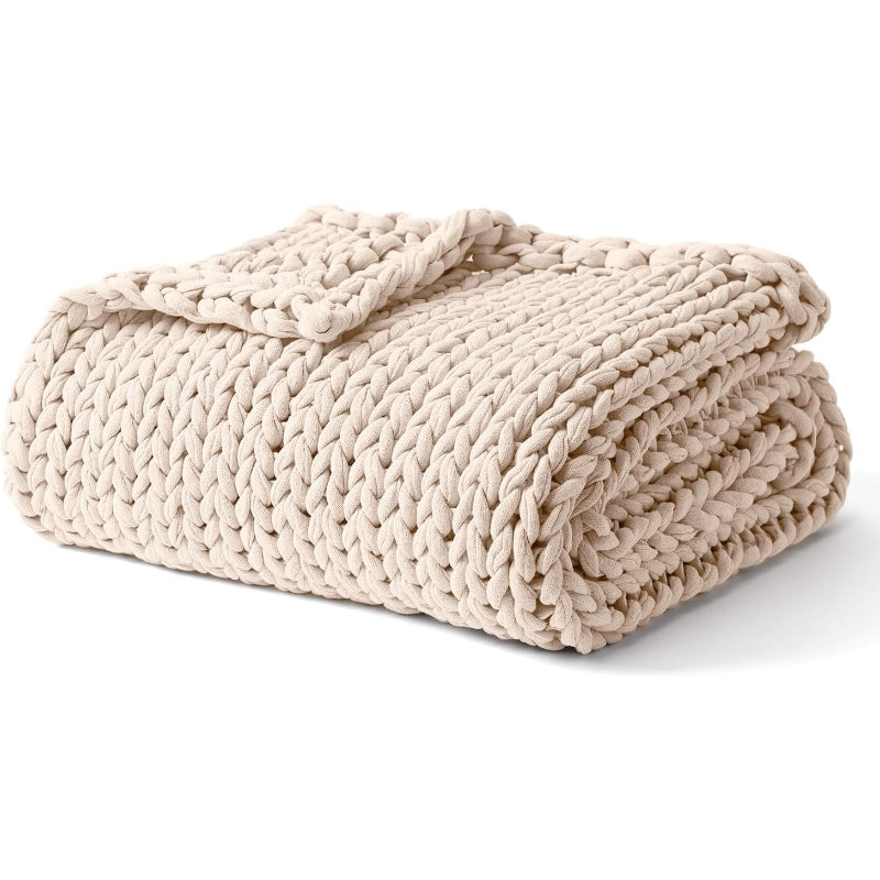 25"x35" 3lbs Cream Chunky Knit Weighted Lap Blanket