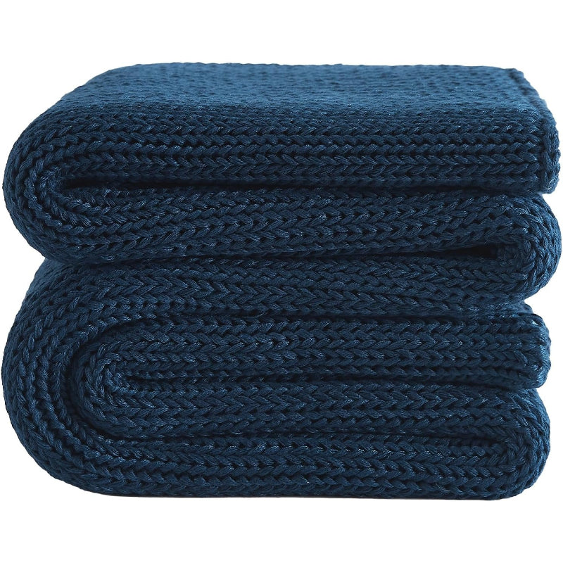50"x60" 7lbs Navy Chunky Knit Weighted Blanket