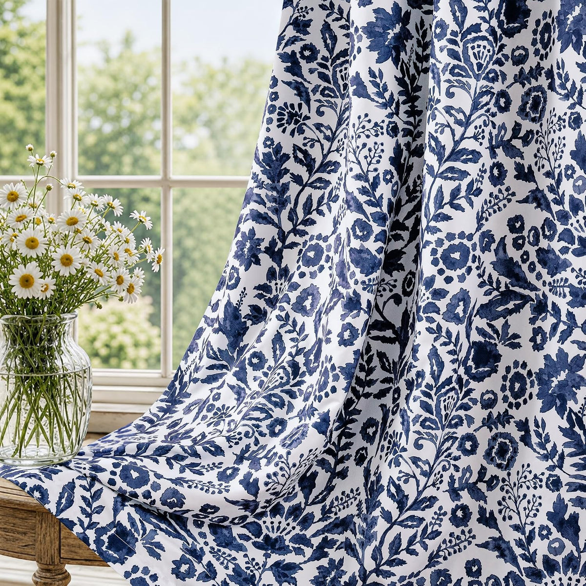 52"×84" Navy Grommet Blackout Curtains, 2 Panels