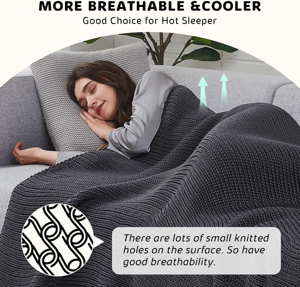 60"x80" 15lbs Dark Grey Chunky Knit Weighted Blanket