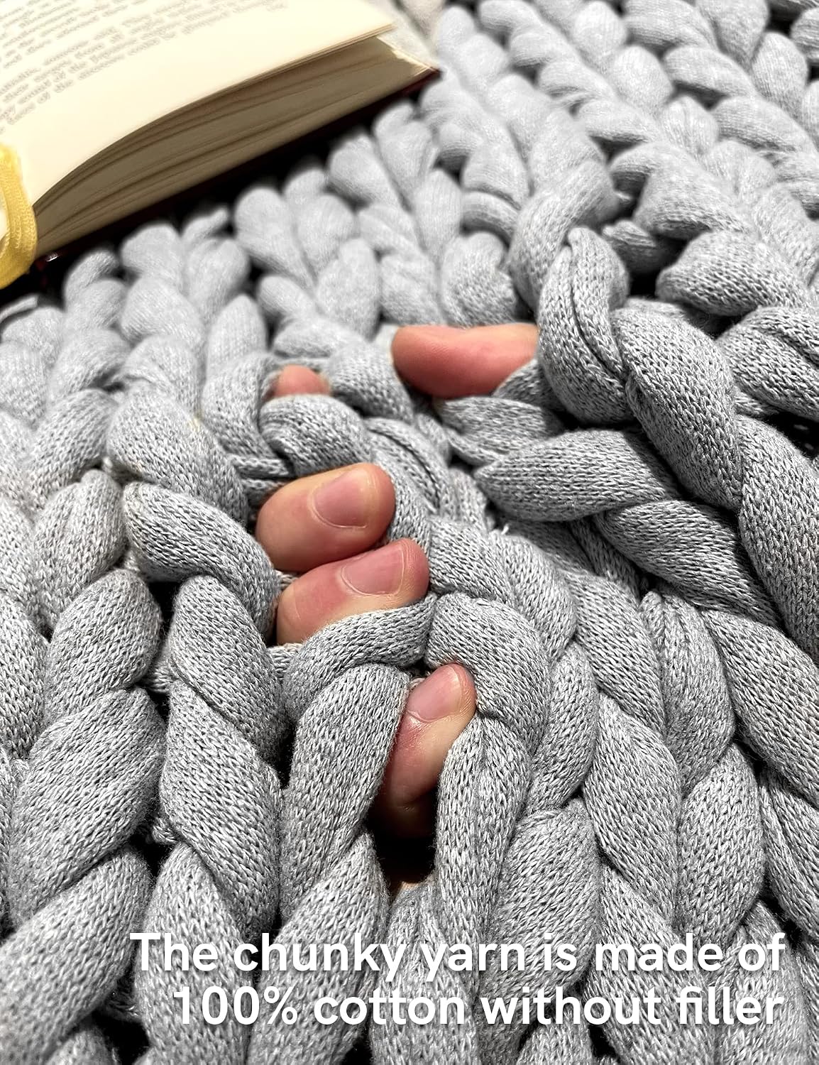 40"x50" 10lbs Light Grey Chunky Knit Weighted Blanket