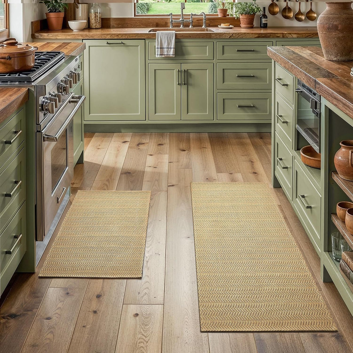 Slip Washable Kitchen Rug Set