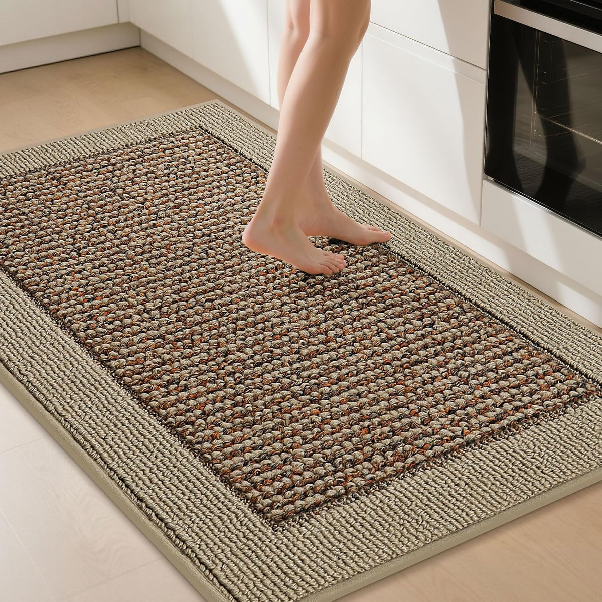 32"x48" Taupe Non-Slip Washable Kitchen Rug