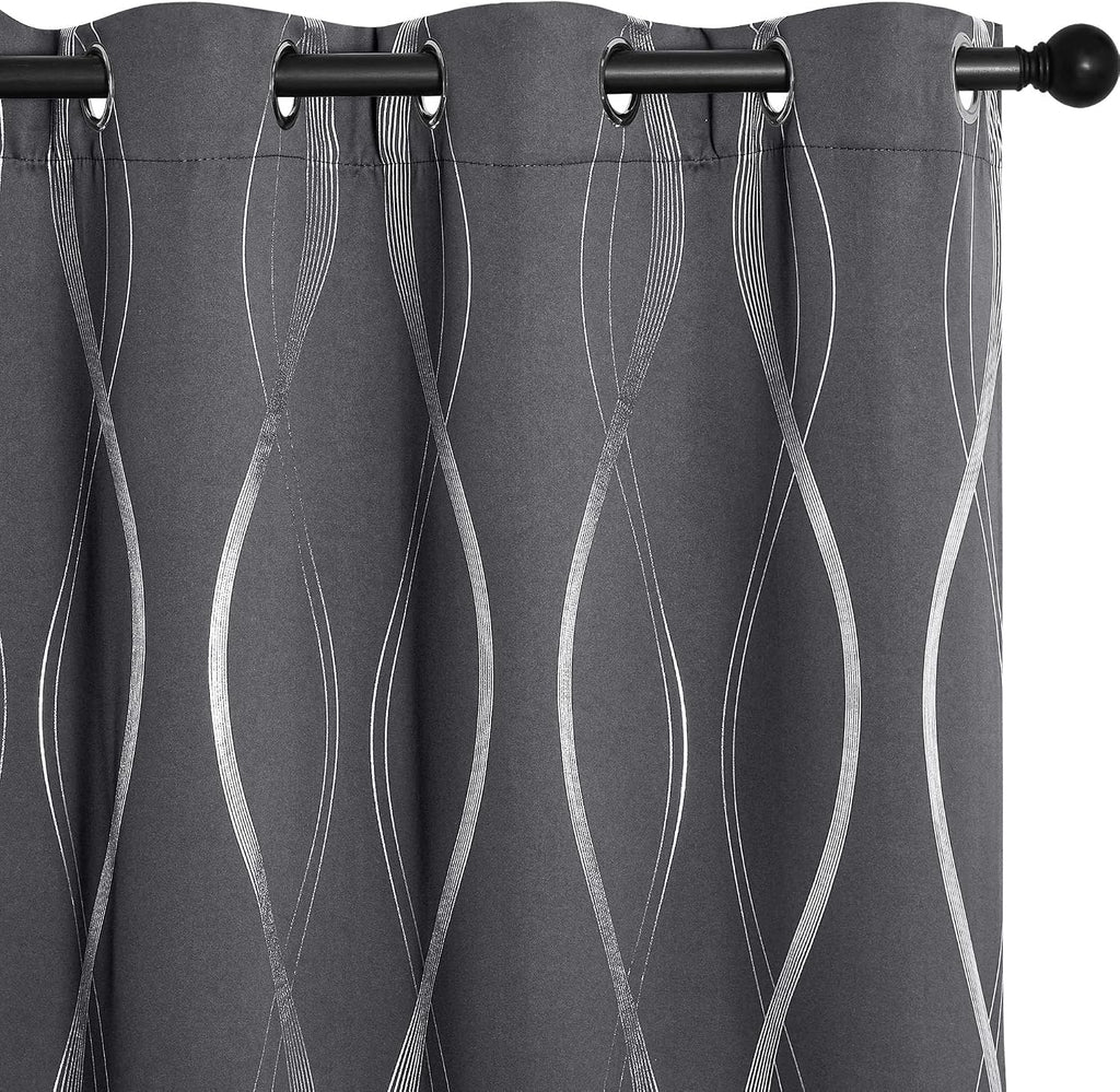 52"×84" Grey Striped Blackout Curtains