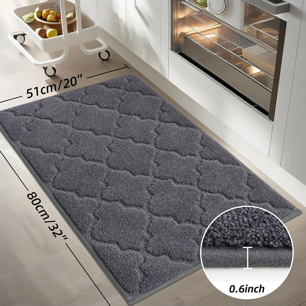 20"x32" Dark Grey Non-Slip Washable Kitchen Rug