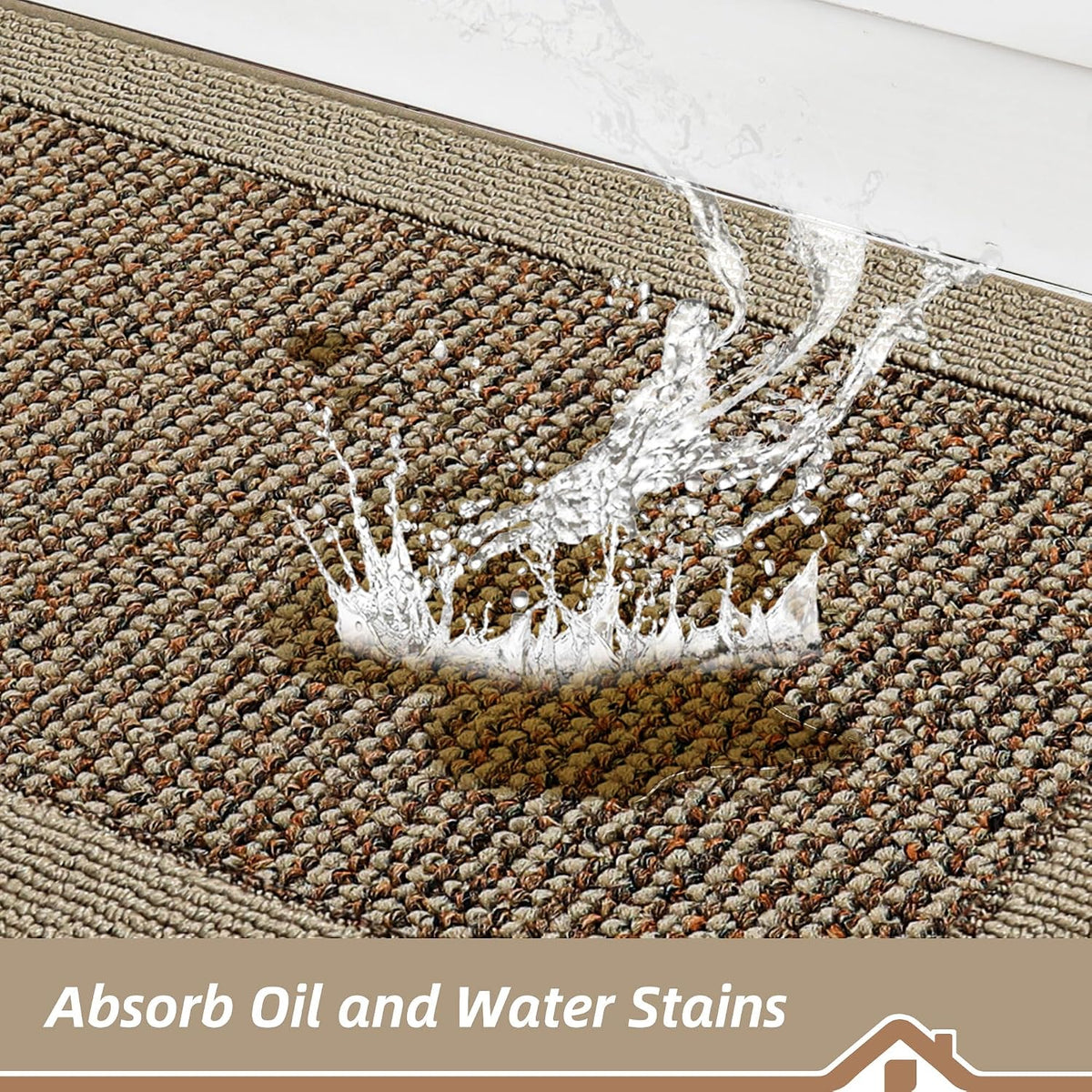 32"x48" Taupe Non-Slip Washable Kitchen Rug