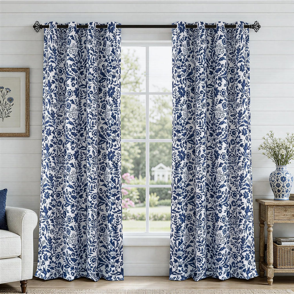 52"×84" Navy Grommet Blackout Curtains, 2 Panels