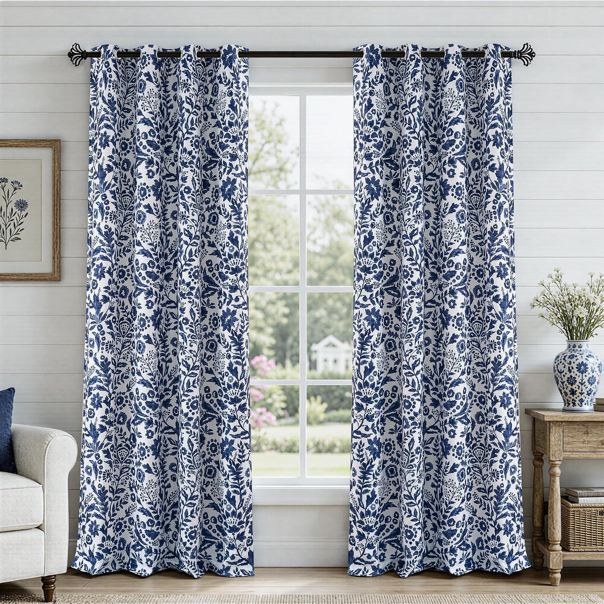 52"×84" Navy Grommet Blackout Curtains, 2 Panels